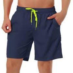 Breakwater Navy Pull On Hidden Olive Drawstring Swim Trunks with Pockets EUC XXL